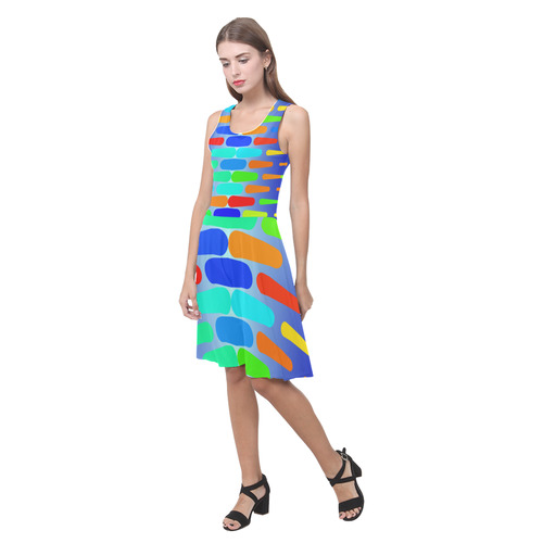 Colorful shapes on a blue background Atalanta Casual Sundress(Model D04)