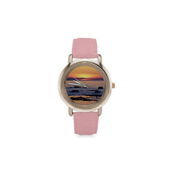 Summer's Glow Women's Rose Gold Leather Strap Watch(Model 201)