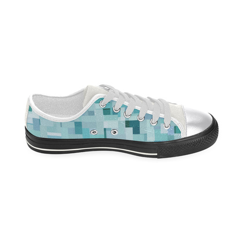 Blue Green Abstract Women's Classic Canvas Shoes (Model 018)
