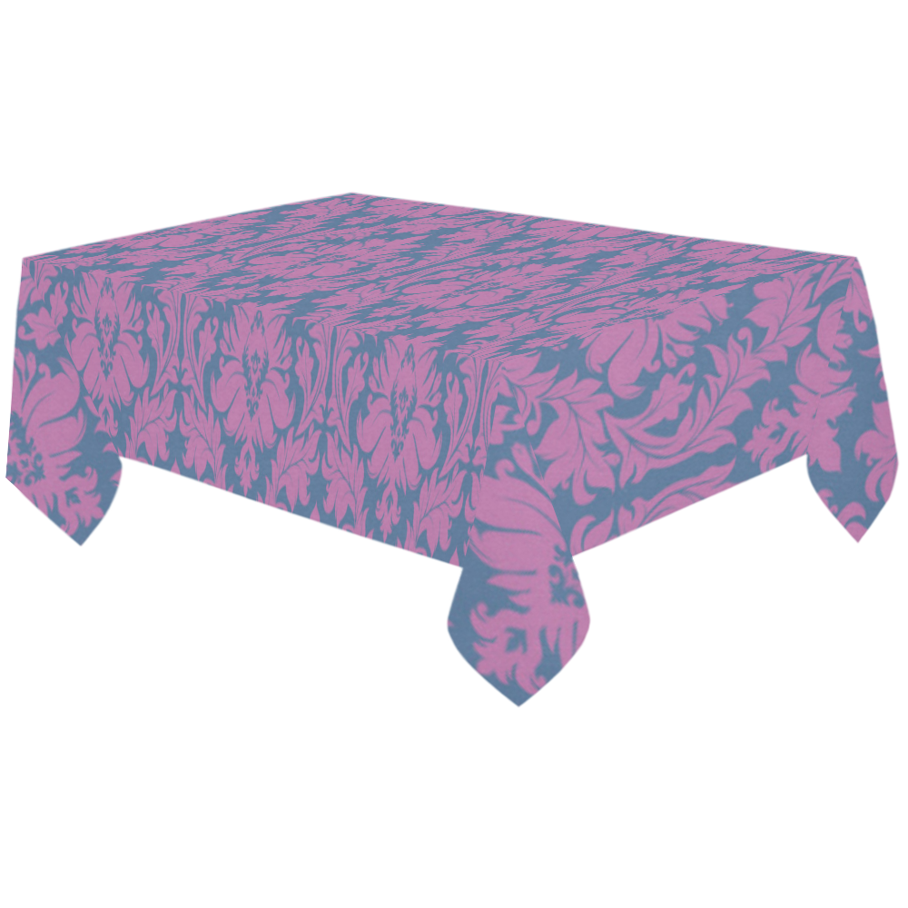 autumn fall colors pink blue damask pattern Cotton Linen Tablecloth 60"x120"