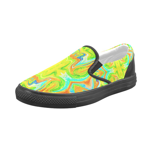 Multicolor Abtract Figure Men's Slip-on Canvas Shoes (Model 019)