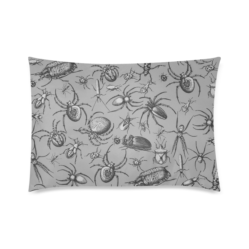 beetles spiders creepy crawlers insects grey Custom Zippered Pillow Case 20"x30"(Twin Sides)