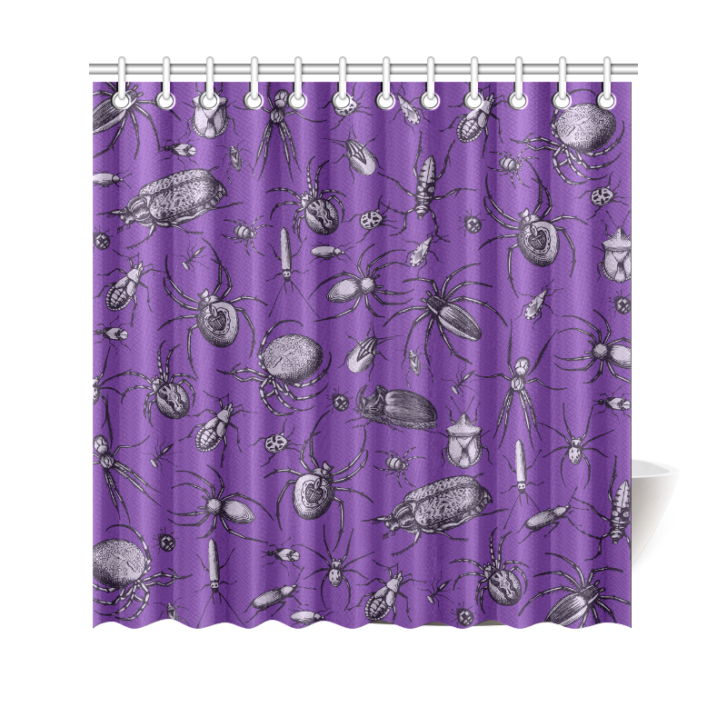 spiders creepy crawlers insects purple halloween Shower Curtain 69"x70"