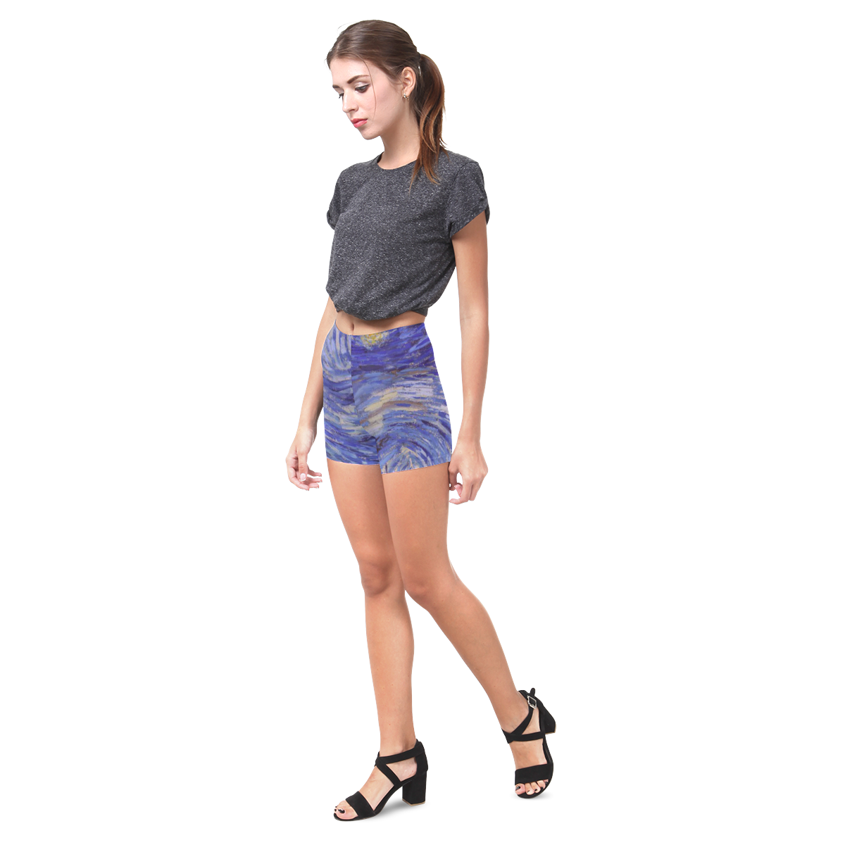 Vincent Van Gogh Starry Night Briseis Skinny Shorts (Model L04)