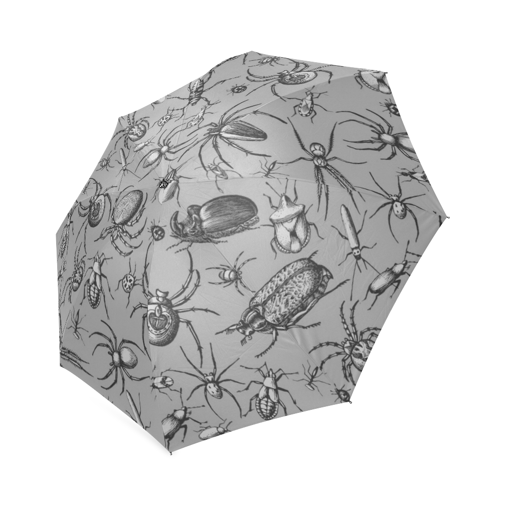 beetles spiders creepy crawlers insects grey Foldable Umbrella (Model U01)
