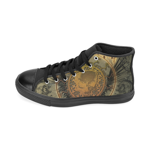 Awesome skulls on round button High Top Canvas Women's Shoes/Large Size (Model 017)