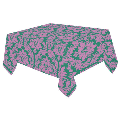autumn fall colors purple green damask Cotton Linen Tablecloth 52"x 70"