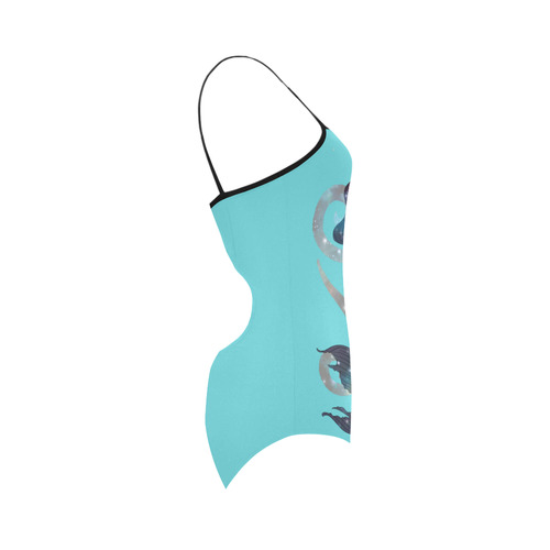 NEBULA BLUE AND BLACK Strap Swimsuit ( Model S05)