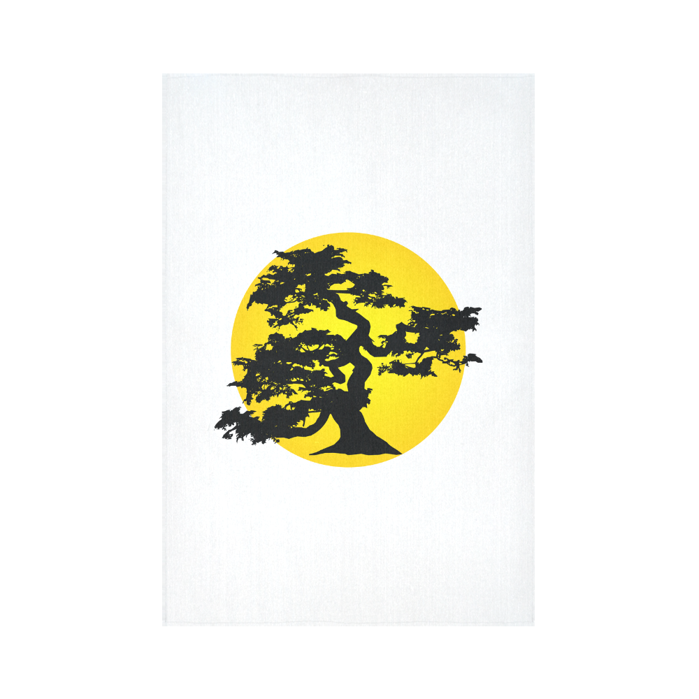Bonsai Tree Sun Cotton Linen Wall Tapestry 60"x 90"