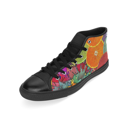 Pop Art Pattern Mix ORANGES SPLASHES multicolored High Top Canvas Women's Shoes/Large Size (Model 017)