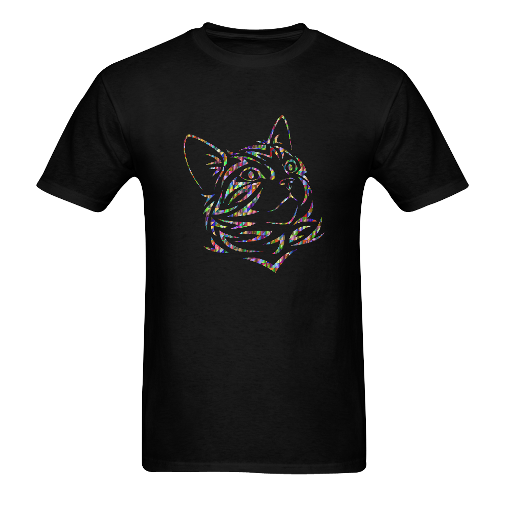 Abstract Triangle Cat Black Men's T-Shirt in USA Size (Two Sides Printing)