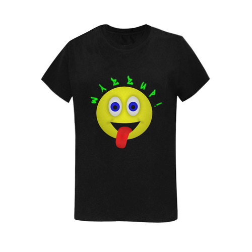Wazzup Funny Smiley Women's T-Shirt in USA Size (Two Sides Printing)