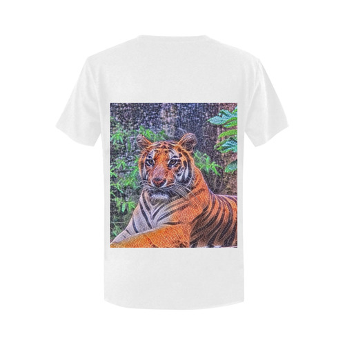 Animal ArtStudio Tiger 1016 Women's T-Shirt in USA Size (Two Sides Printing)