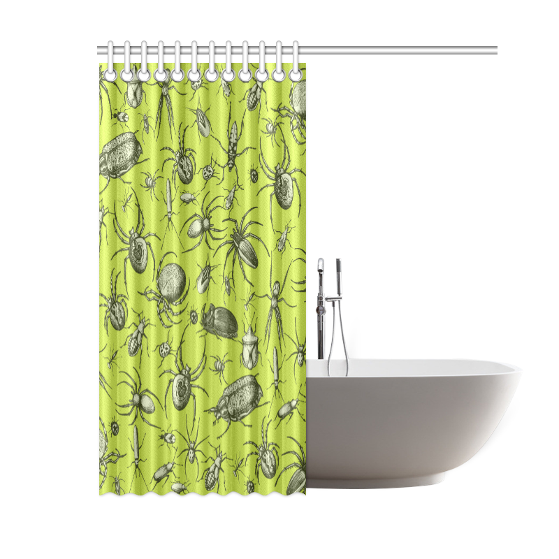 insects spiders creepy crawlers halloween green Shower Curtain 60"x72"