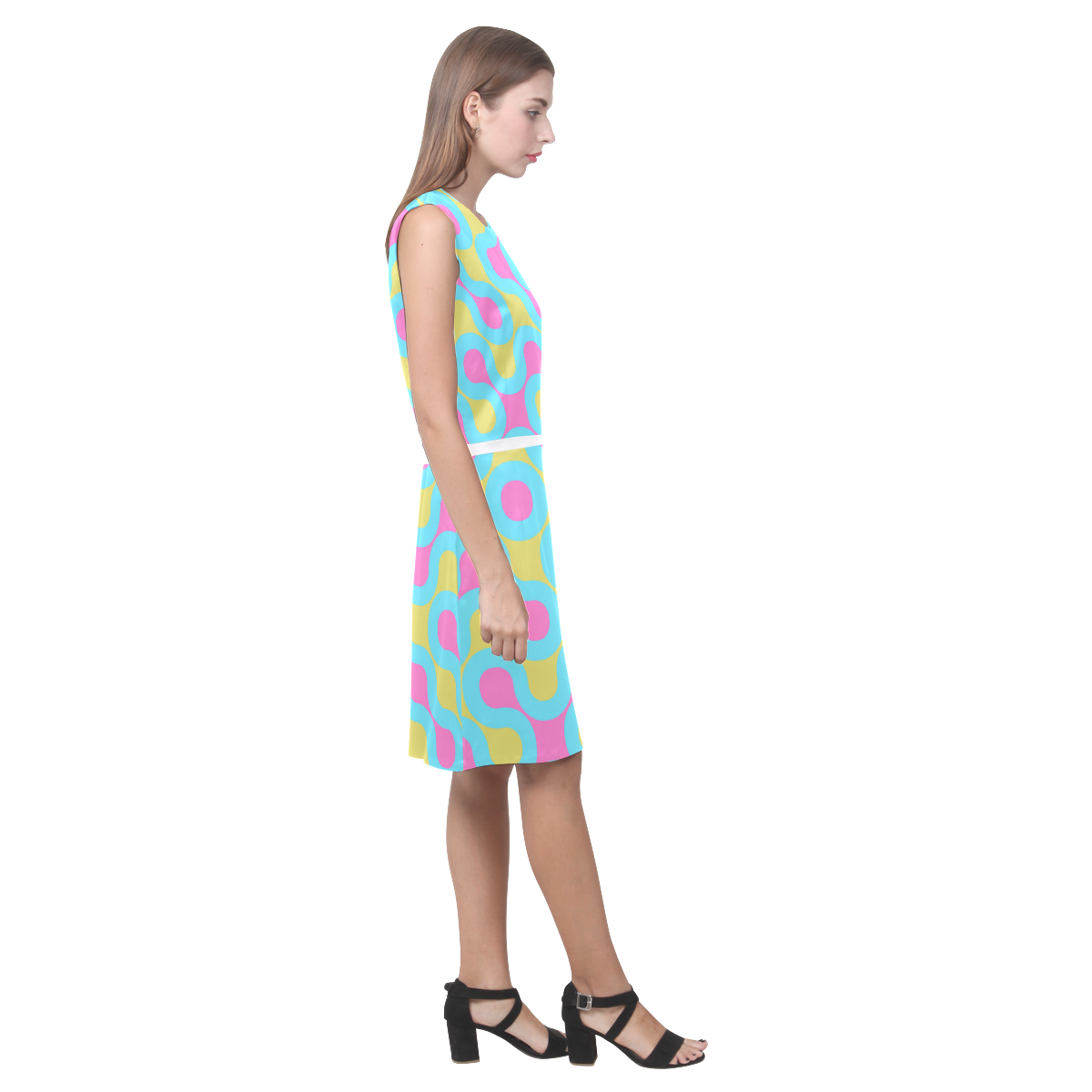 blue pink and yellow abstract 3 Eos Women's Sleeveless Dress (Model D01)