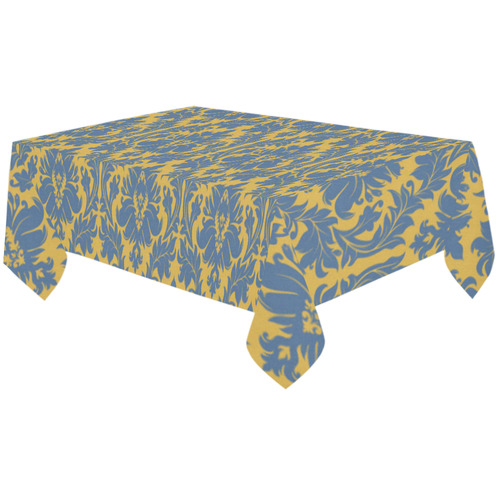autumn fall colors yellow blue damask Cotton Linen Tablecloth 60"x120"