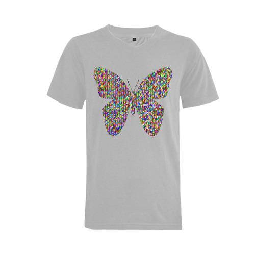 Abstract Triangle Butterfly Grey Men's V-Neck T-shirt  Big Size(USA Size) (Model T10)