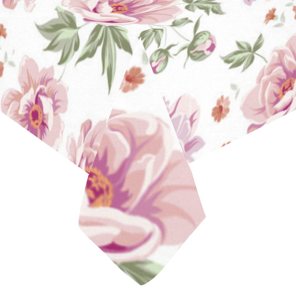 Beautiful Vintage Pink Floral Pattern Cotton Linen Tablecloth 60"x120"
