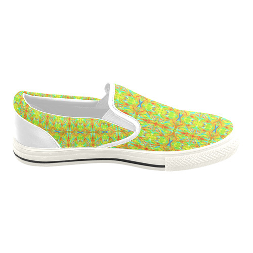 Multicolor Abstract Figure Pattern Men's Unusual Slip-on Canvas Shoes (Model 019)