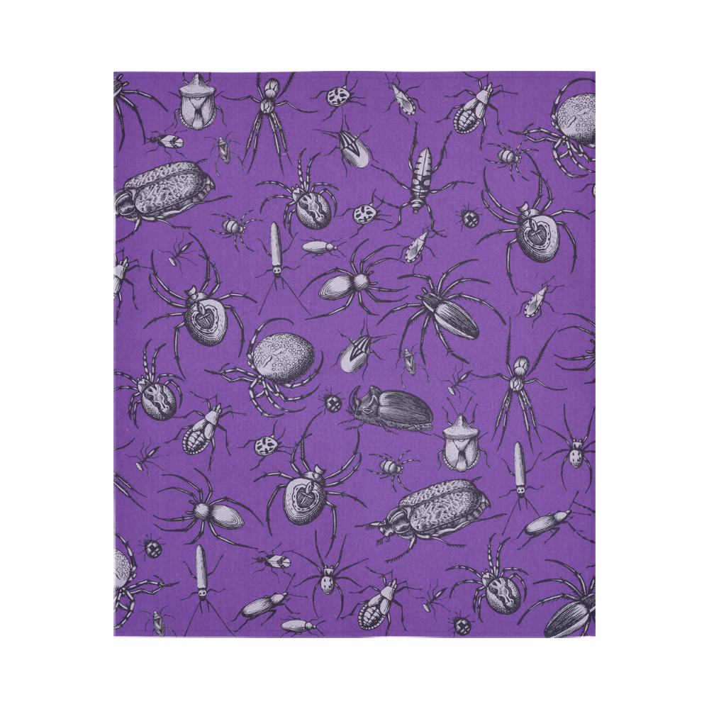 spiders creepy crawlers insects purple halloween Cotton Linen Wall Tapestry 51"x 60"