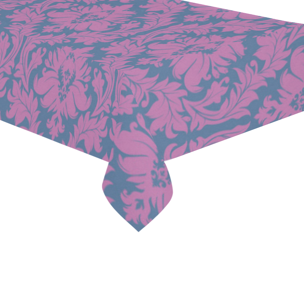 autumn fall colors pink blue damask pattern Cotton Linen Tablecloth 60"x120"