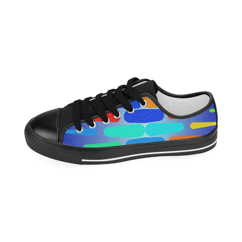 Colorful shapes on a blue background Women's Classic Canvas Shoes (Model 018)