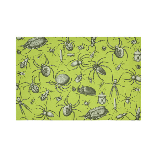 insects spiders creepy crawlers halloween green Cotton Linen Wall Tapestry 90"x 60"