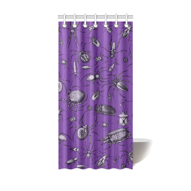 spiders creepy crawlers insects purple halloween Shower Curtain 36"x72"