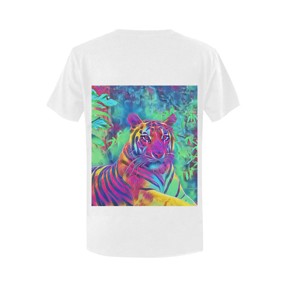 Animal ArtStudio Tiger 1016b Women's T-Shirt in USA Size (Two Sides Printing)