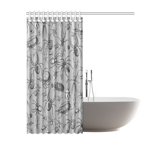 beetles spiders creepy crawlers insects grey Shower Curtain 60"x72"