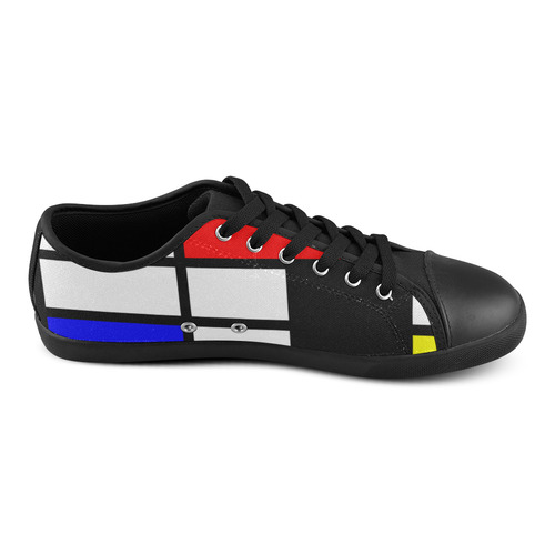 Mosaic DE STIJL Style black yellow red blue Canvas Shoes for Women/Large Size (Model 016)