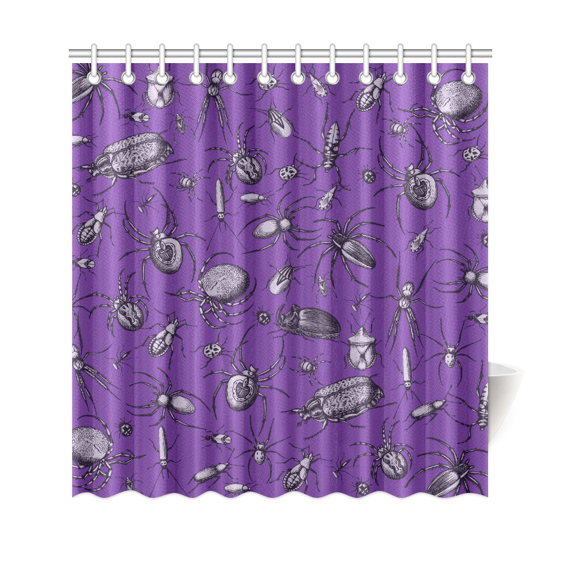 spiders creepy crawlers insects purple halloween Shower Curtain 69"x72"