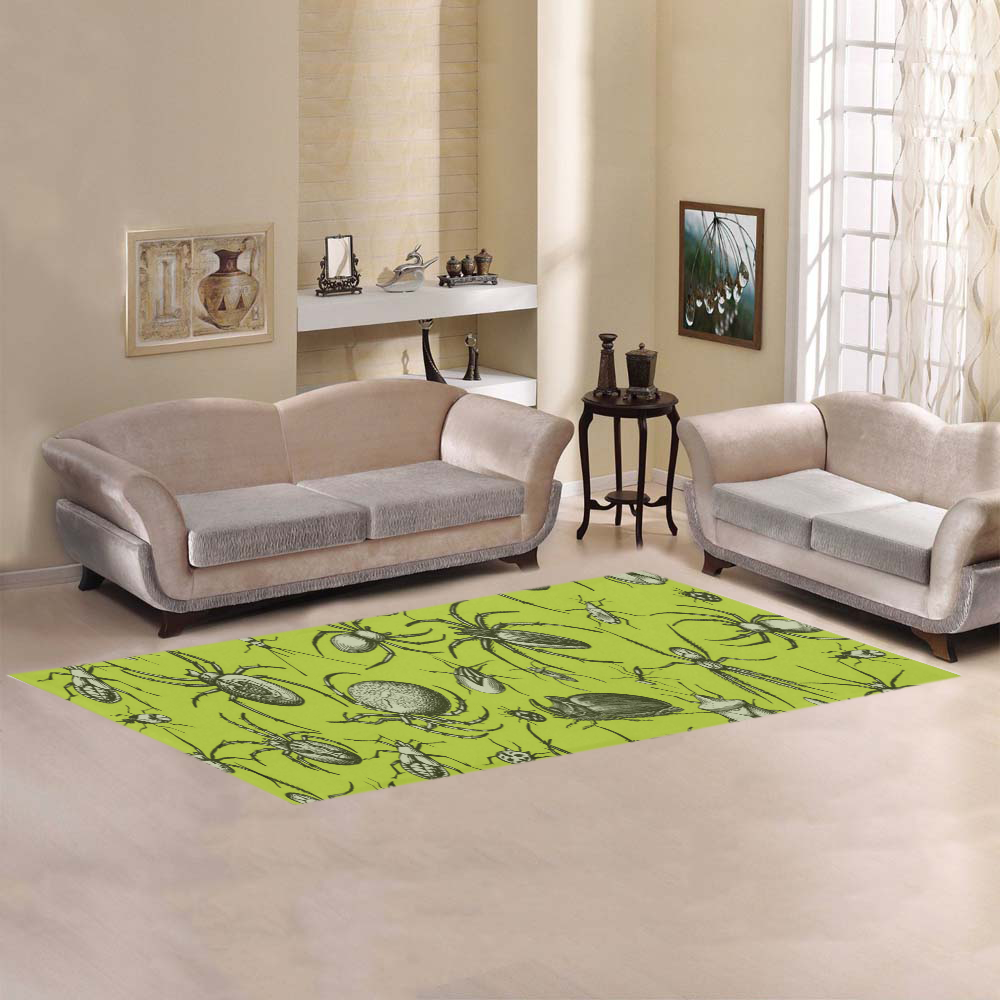 insects spiders creepy crawlers halloween green Area Rug 9'6''x3'3''