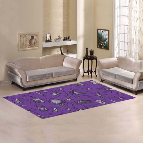 spiders creepy crawlers insects purple halloween Area Rug 7'x3'3''