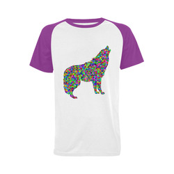 Abstract Triangle Wolf Purple Men's Raglan T-shirt Big Size (USA Size) (Model T11)