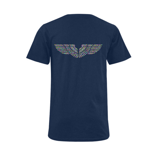 Abstract Triangle Eagle Wings Blue Men's V-Neck T-shirt  Big Size(USA Size) (Model T10)