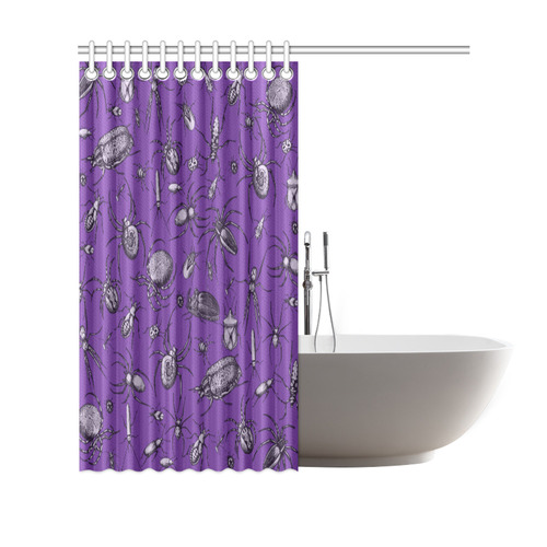 spiders creepy crawlers insects purple halloween Shower Curtain 69"x70"