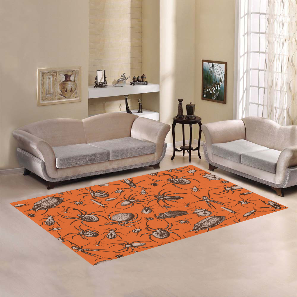 beetles spiders creepy crawlers insects halloween Area Rug7'x5'