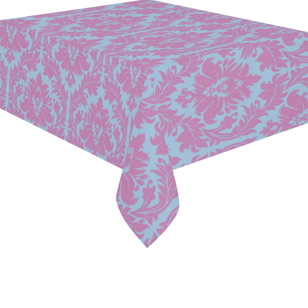 autumn fall colors pink blue damask Cotton Linen Tablecloth 52"x 70"