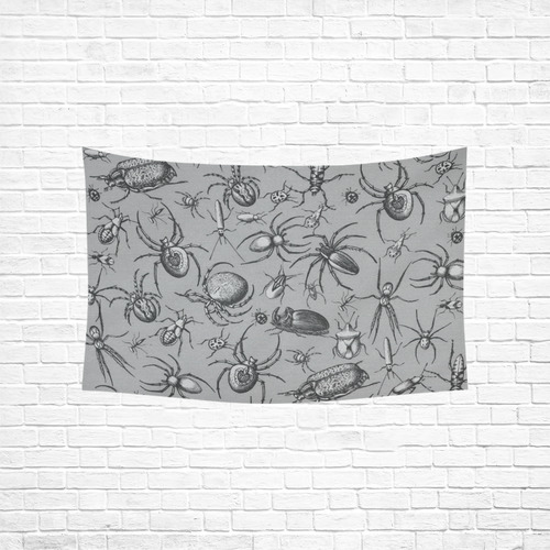 beetles spiders creepy crawlers insects grey Cotton Linen Wall Tapestry 60"x 40"