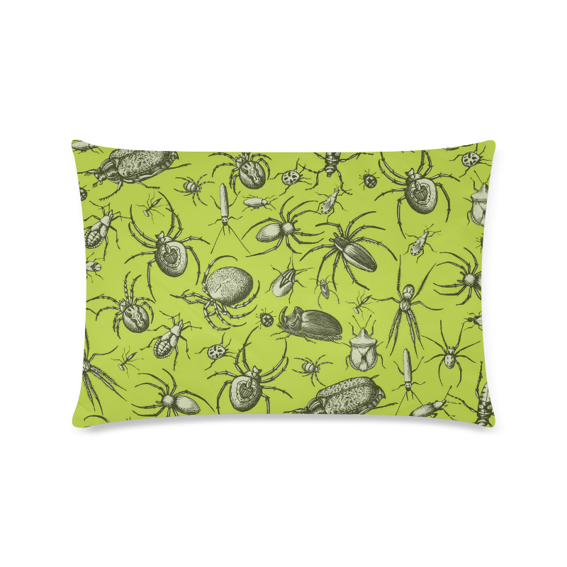 insects spiders creepy crawlers halloween green Custom Zippered Pillow Case 16"x24"(Twin Sides)