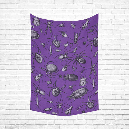 spiders creepy crawlers insects purple halloween Cotton Linen Wall Tapestry 60"x 90"