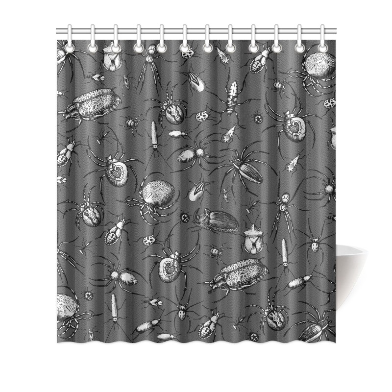 beetles spiders creepy crawlers insects bugs Shower Curtain 66"x72"