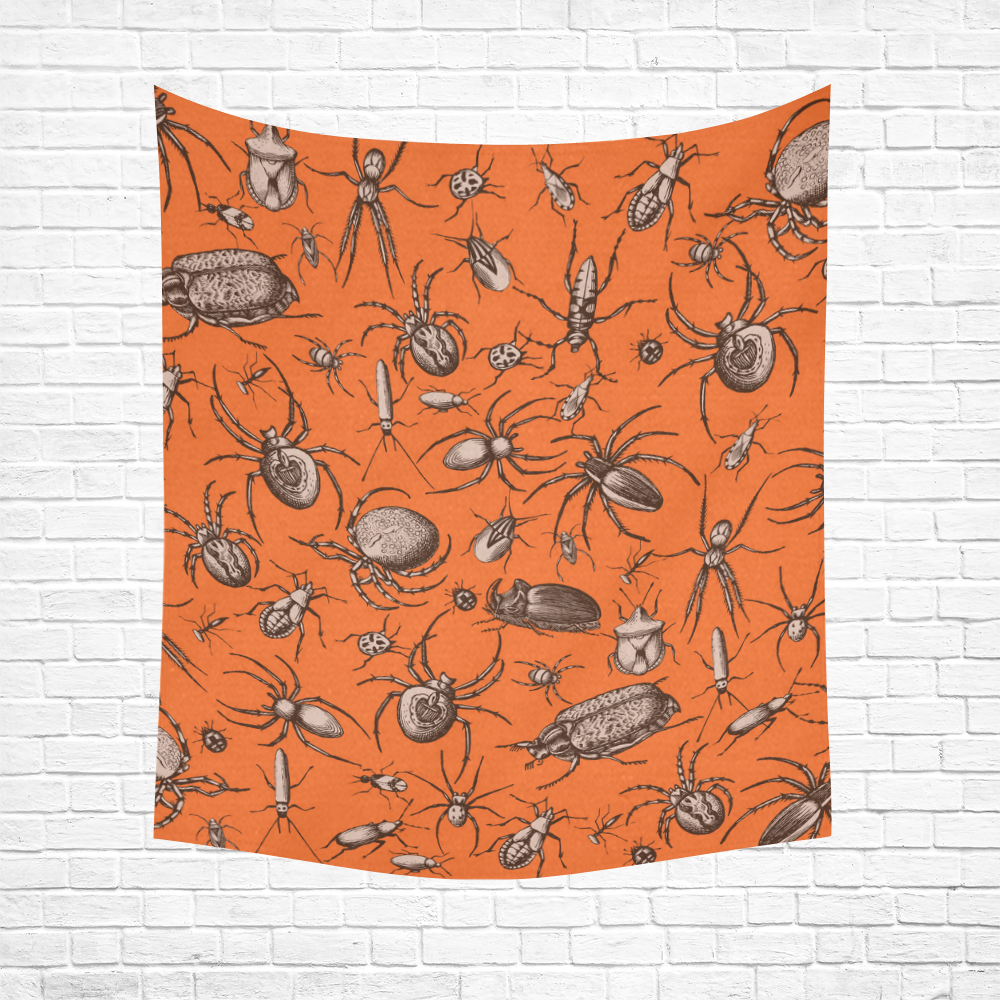beetles spiders creepy crawlers insects halloween Cotton Linen Wall Tapestry 51"x 60"