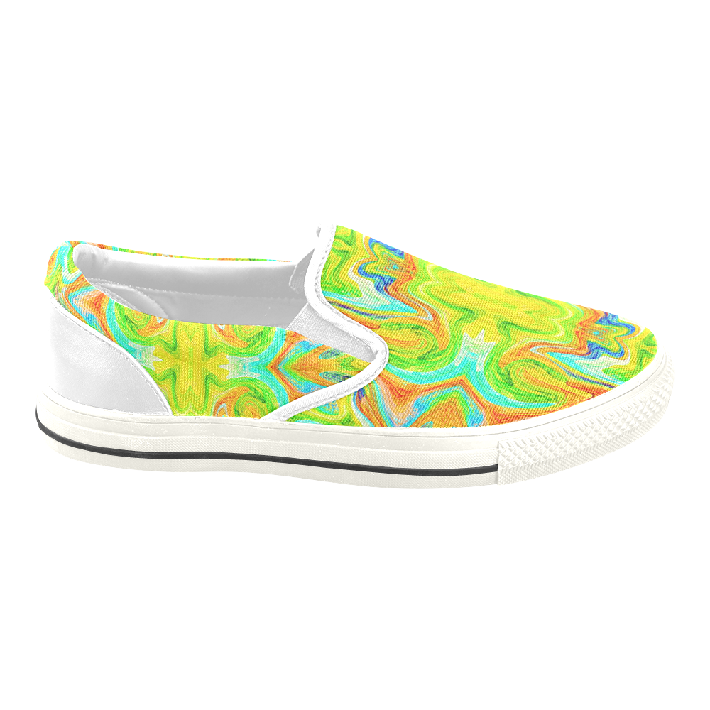 Multicolor Abtract Figure Men's Unusual Slip-on Canvas Shoes (Model 019)