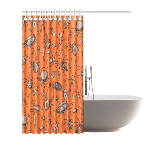 beetles spiders creepy crawlers insects halloween Shower Curtain 66"x72"