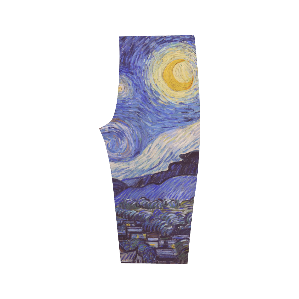 Vincent Van Gogh Starry Night Hestia Cropped Leggings (Model L03)