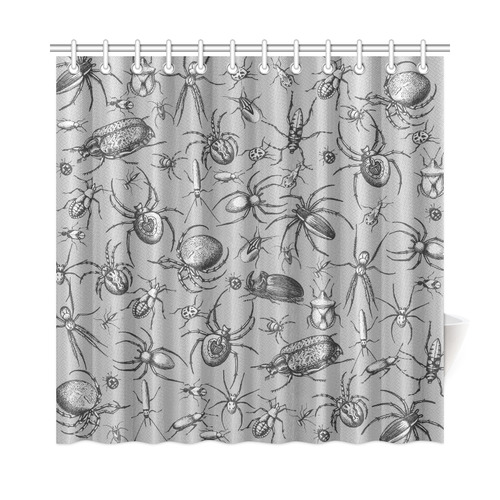beetles spiders creepy crawlers insects grey Shower Curtain 72"x72"