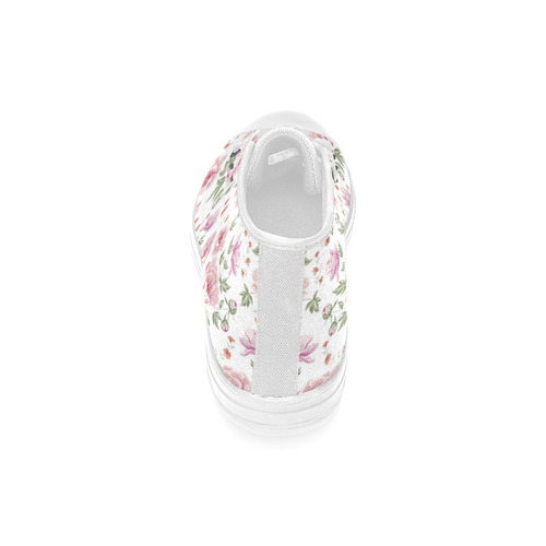 Beautiful Vintage Pink Floral Pattern High Top Canvas Women's Shoes/Large Size (Model 017)