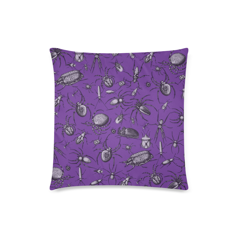 spiders creepy crawlers insects purple halloween Custom Zippered Pillow Case 18"x18"(Twin Sides)